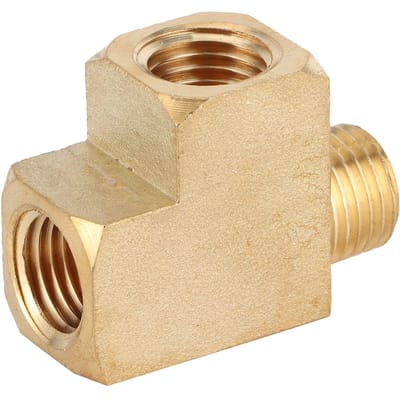 Massief Messing Straatpijp T-stuk NPT Mannelijke Draadverbinding 1000PSI Universeel Accessoire Vervanging
