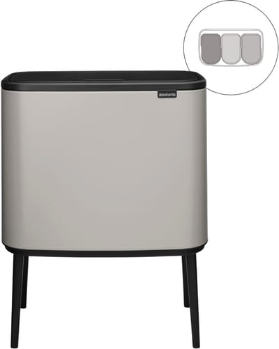 Brabantia Bo Touch Bin Prullenbak - 3 x 11 liter - Afvalscheiding - Soft Grey