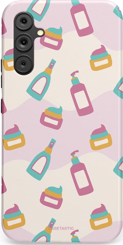Casetastic Hoesje Geschikt voor Samsung A34 (5G) - Stijlvolle Beschermende Duo-layer Case - Bubbels & Borstels - Clean Girl - Makeup