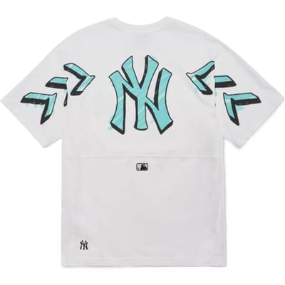 T-shirt unisexe à col rond et manches courtes avec logo des New York Yankees de la MLB Blanc 3ATSS2023-50WHS M blue