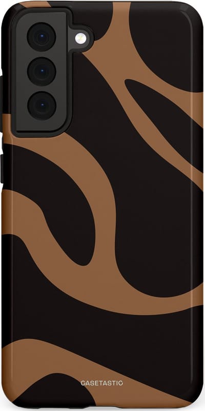 Casetastic Hoesje Geschikt voor Samsung S21 FE - Stijlvolle Beschermende Duo-layer Case - Chocolade Golven