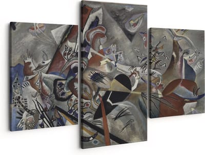 Artaza Canvas Schilderij Drieluik In Grijs - Wassily Kandinsky - 150x120 - Groot - Foto Op Canvas - Canvas Print