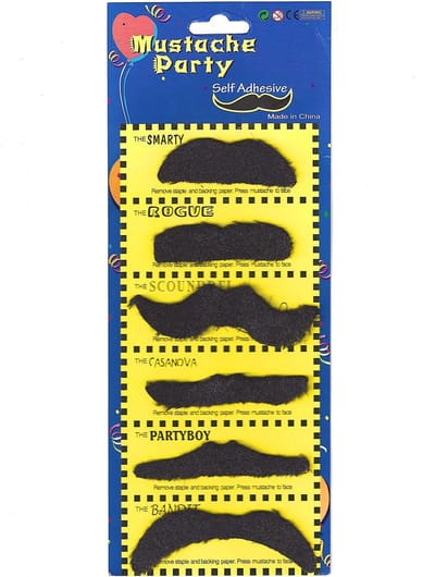 Vegaoo - Set van 6 snorren voor volwassenen