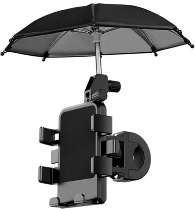 VHV - Telefoonhouder Fiets - Met Paraplu Voor Smartphone - Stuurhouder Van Metaal ABS En Siliconen - Voor Fiets, E-bike En Buitenrit