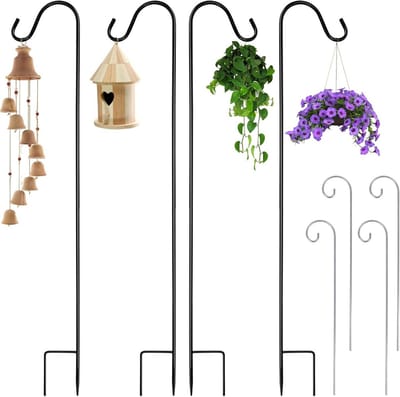 4-delige Verstelbare Herdershaken voor Tuin – Metalen Haken voor Lantaarns en Planten