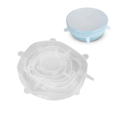 6 Stuks   Set Universele Rekbare Wikkel Voedsel Bewaren Deksel Keukengereedschap Voedsel Siliconen Afdichtingsdeksel white