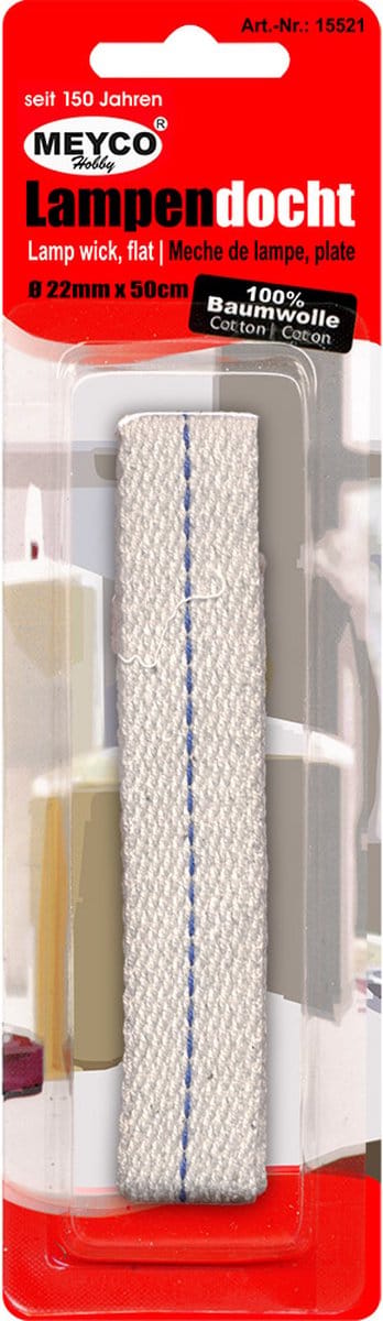 Olielampenlont Petroleumlampenlont plat 22mm x 50cm katoen
