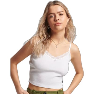 Geribbelde tanktop met kanten randje Superdry