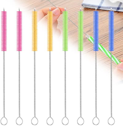 borstel, 8 stuks 20 cm lange reinigingsborstel voor het reinigen van reageerbuizen, kleine en smalle melkslangborstel, stroborstels van roestvrij staal voor kleine tussenruimtes