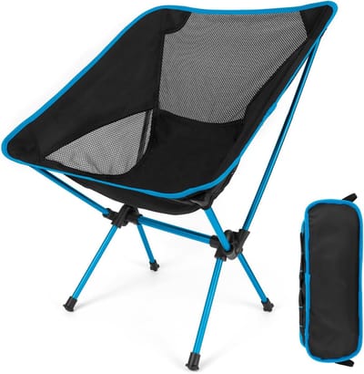 SnelShoppen - Opvouwbare Campingstoel - Ultralichte Stoel voor Strand en Vissen - 600D Oxford Stof, Aluminium Frame, Tot 105 kg - Inclusief Draagtas -