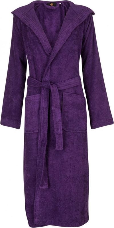 Dames badjas paars - badjas badstof katoen - sauna badjas met capuchon - Badrock - badjas dames - maat S/M