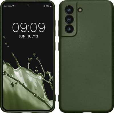 kwmobile telefoonhoesje geschikt voor Samsung Galaxy S21 FE - Hoesje voor smartphone - Back cover in metallic dennengroen