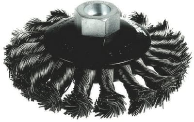 Ironside Kegelborstel Ø115 x 13 mm M14 — kegelborstel gedraaide staaldraad, roestverwijderaar, haakse slijper - kegelborstel Ø115 M14, gedraaide staaldraad borstel, roestverwijderaar borstel, Ironside kegelborstel, twisted wire cone brush