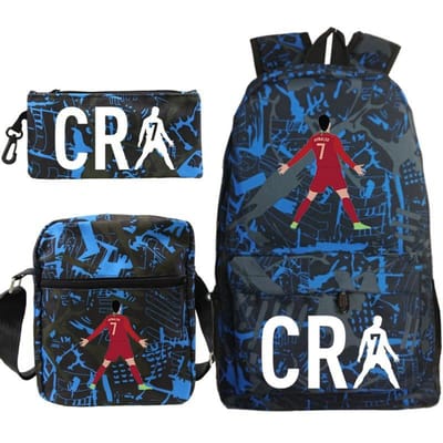 C Ronaldo schooltas + kleine schoudertas + etui drie-delige rugzak School bag 3-piece set