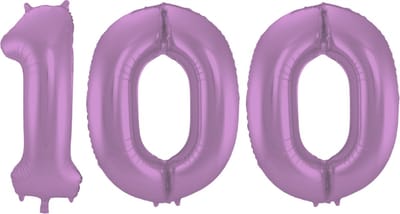 Folieballon 100 jaar metallic paars 86cm