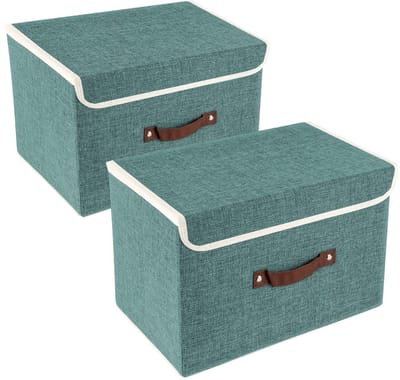 Dailygoods- Opbergdoos Wasbaar - Opvouwbaar - Set van 2 - 38x25x25 cm - Polyester/Oxford - Duurzaam en Sterk - Opbergbak