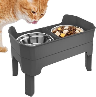 Verhoogde Hondenbakken - Voerbak Standaard - Comfortabel Eten - Verstelbare Hoogte - 445 x 27 x 165 cm - Zwart