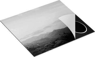 Chefcare Inductie Beschermer Boeddha Standbeeld in het Bos - Zwart Wit - 60x50 cm - Afdekplaat Inductie - Kookplaat Beschermer - Inductie Mat