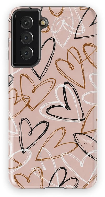 Tough Hoesje met Hartjes Samsung Galaxy S21 | Little Love Tough Case Geschikt voor Mag | Hartjes Print Backcover Samsung Galaxy S21 Artful Hearts