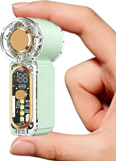 Mini handventilator, 100 instelbare snelheden, zakventilator met digitaal display, USB-C oplaadbare persoonlijke ventilator, ultrastil en lange batterijduur, kleine koelventilator voor op reis (groen)