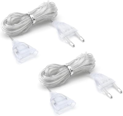 Dunne verlengkabel 5 meter, transparant, platte eurostekker, geschikt voor buiten en led-lantaarns