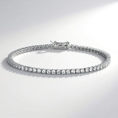 Cavill - Zilveren Armband - 925 Sterling Zilver - 64 Nigeriaanse Zirkonen 4,855 ct - Elegante Pavé Design - 19 cm Dames Sieraad