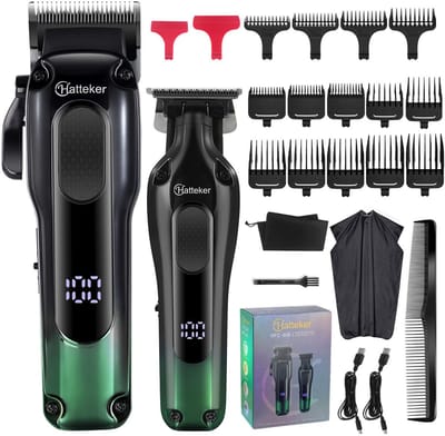 Hatteker Professionele Tondeuse - Draadloos Haarscheerapparaat met Baardtrimmer - Oplaadbare Set