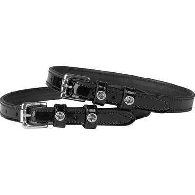 Dubbel leren verniste sporenriem met diamant HORKA (x2)