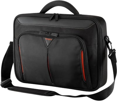 Laptoptas tot 18 inch met versterkte hoes en schouderriem - zwart/rood
