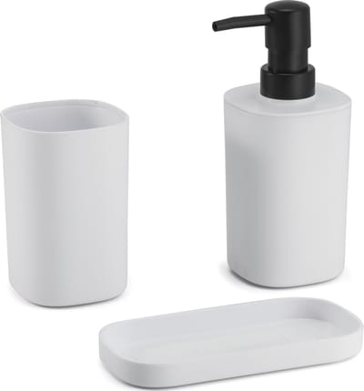 MSV Badkamer Accessoireset – Badkamer Set met Zeepdispenser, Beker en Zeepschaal – Stijlvolle Badkamer Accessoires Set