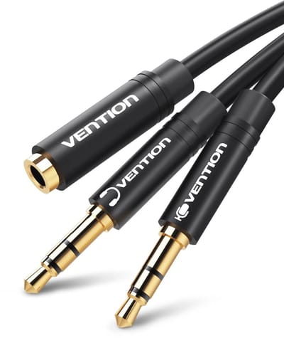 3.5mm Audio Splitter Kabel Y Adapter voor Hoofdtelefoon en Microfoon