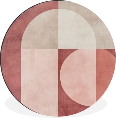 WallCircle - Wandcirkel - Muurcirkel - Figuren - Abstract - Roze - Aluminium - Dibond - 30x30 cm - Binnen en Buiten