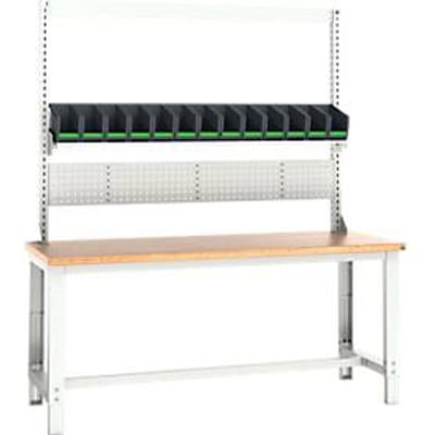 Bott cubio systeemwerkbank, met montageframe, beuken multiplexplaat, tot 800 kg, B 2000 x D 750 mm, lichtgrijs