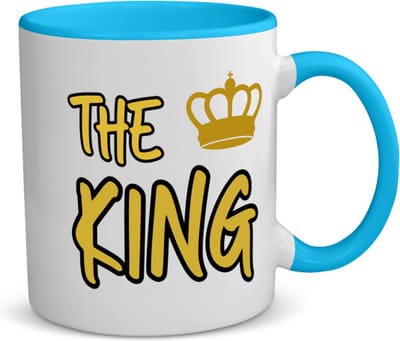 Akyol - the king koffiemok - theemok - blauw - Koning - iemand die zich voelt als een koning - verjaardagscadeau - kroontje - kado - gift - geschenk - 350 ML inhoud