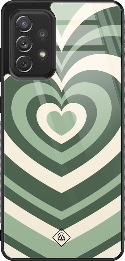 Casimoda® hoesje - Geschikt voor Samsung Galaxy A52 5G - Hart Swirl Groen - Luxe Hard Case Zwart - Backcover telefoonhoesje - Groen