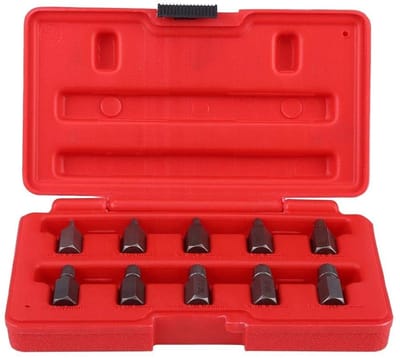 Dailygoods- Schroefuithalerset Omgekeerd Spiraalontwerp - 10-delige Set - Chroomvanadiumstaal - Maximale Grip - Diverse Maten 3,2-10,3 mm - Slijtvast en Duurzaam - Schroefextractor