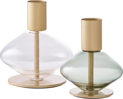 Artichok Wieke Kandelaar Goud - Set Van 2 - Glas - Kaarsenstandaard - Kaarsenhouder