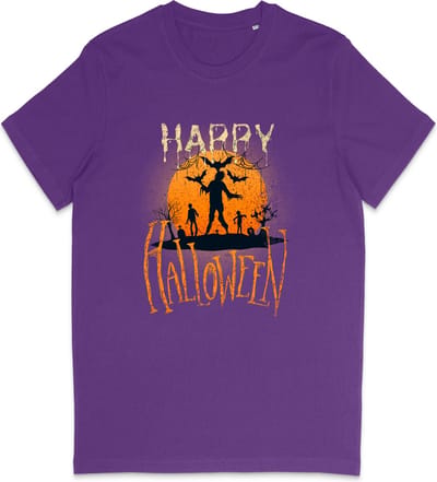T Shirt Meisjes Jongens - Halloween Print - Paars - Maat 92