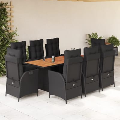 vidaXL - 9-delige - Tuinset - poly - rattan - zwart