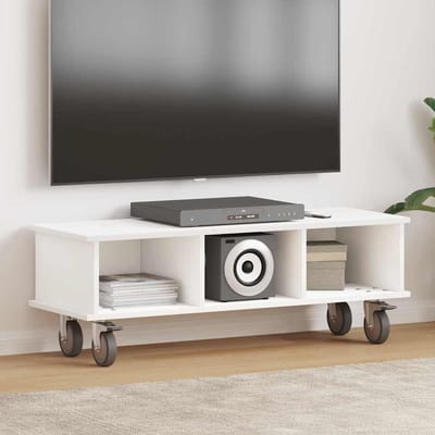 vidaXL - TV - Stand - 100 - x - 35 - x - 35 - cm - Wit - Bewerkt - hout