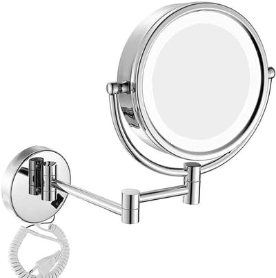 Verlichte Make-up Spiegel - Cosmetica Spiegel - Nauwkeurig Opfrissen - 10x Vergroting - Uitschuifbaar - Zilver