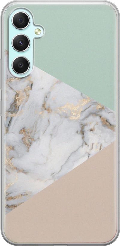 Leuke Telefoonhoesjes - Hoesje geschikt voor Samsung Galaxy A34 - Marmer pastel mix - Soft case - TPU - Marmer - Multi