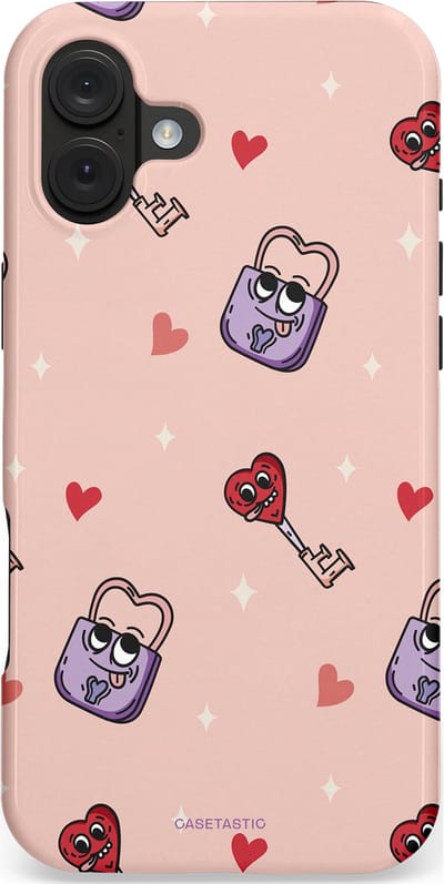Casetastic hoesje geschikt voor Apple iPhone 16 Plus - MagSafe - Dubbellaagse bescherming - Jij bent mijn match - Fashion Case - Perzik Zand