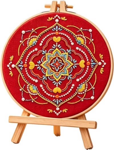Untamed - PREMIUM Borduurpakket Volwassenen – Borduren – Creatieve hobby – Ontspanning Thuis – Cadeau idee – Compleet pakket met extra’s – Echte HOUTEN borduurring (geen plastic) – DIY decoratie – Mandala – Kleurrijk – Ruby Mandala