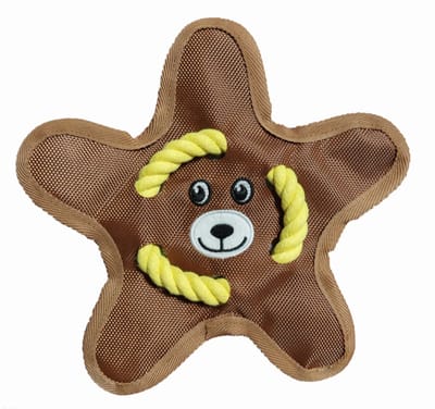 Daity 1 stuk touwspeelgoed om te gooien en te apporteren - Drugsbestendig, tandreinigend, interactief piepend papieren speeltje, geschikt voor puppy's en volwassen honden (bruin).