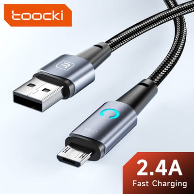 Toocki Micro USB-kabel Snel opladen 2.4A USB-kabel voor Xiaomi Redmi Realme Samsung Huawei OPPO Mobiele telefoon oplader Datasnoer