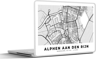 Laptop sticker - 15.6 inch - Kaart - Alphen aan den Rijn - Nederland - 36x27,5cm - Laptopstickers - Laptop skin - Cover