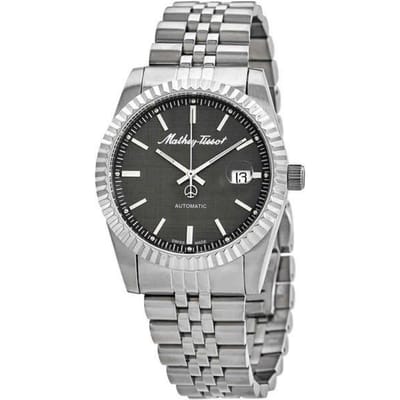 Montre Mathey-Tissot Mathy III automatique en acier inoxydable avec cadran gris H1810ATAS pour homme gris