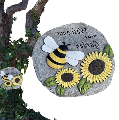 Decoratieve Tuinstenen - Wandelpad Stenen - Tuin Decoratie - Met Welkom Tekst - 23.5 cm - Multicolor