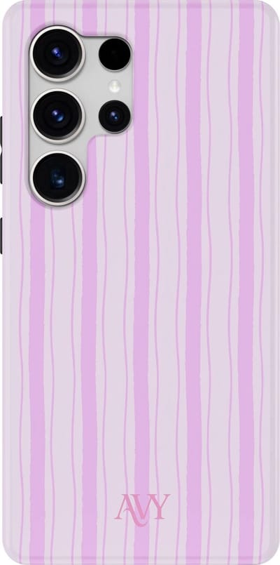 AVY Hoesje geschikt voor Samsung Galaxy S25 Ultra | Pink Horizon | Strepen | Roze | Hard Shell Back Cover | Compatibel met MagSafe & Qi2